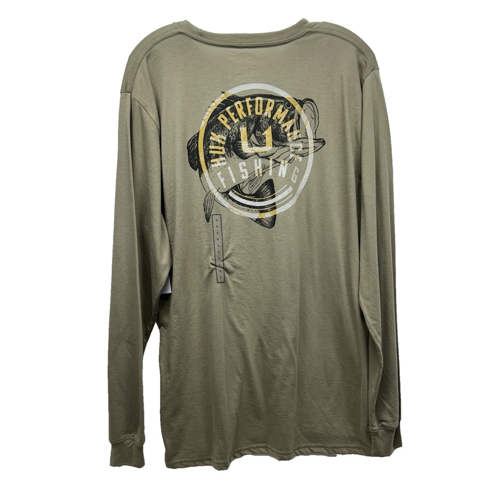 Huk Men's Large Graphic Long Sleeve Brown Overland Tech Tee (C2)